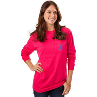 Women's Long Sleeve Skipjack Seal Tee in Raspberry by Southern Tide - Country Club Prep