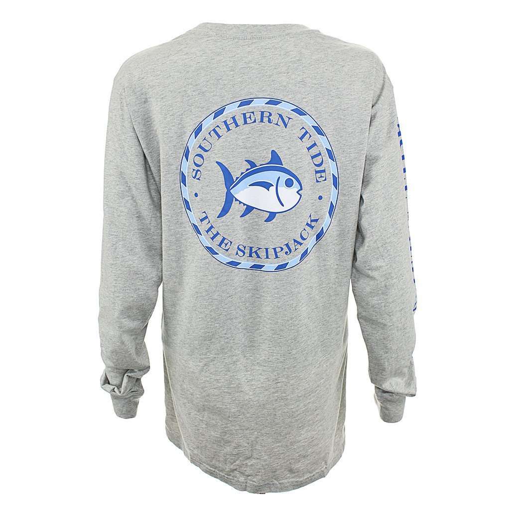 Women's Long Sleeve Skipjack Seal Tee Shirt in Heathered Grey by Southern Tide - Country Club Prep