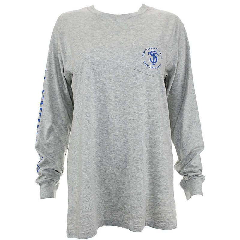 Women's Long Sleeve Skipjack Seal Tee Shirt in Heathered Grey by Southern Tide - Country Club Prep
