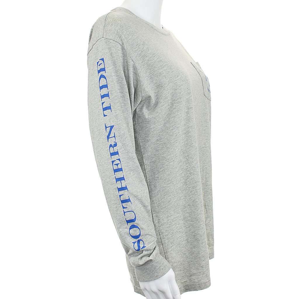 Women's Long Sleeve Skipjack Seal Tee Shirt in Heathered Grey by Southern Tide - Country Club Prep