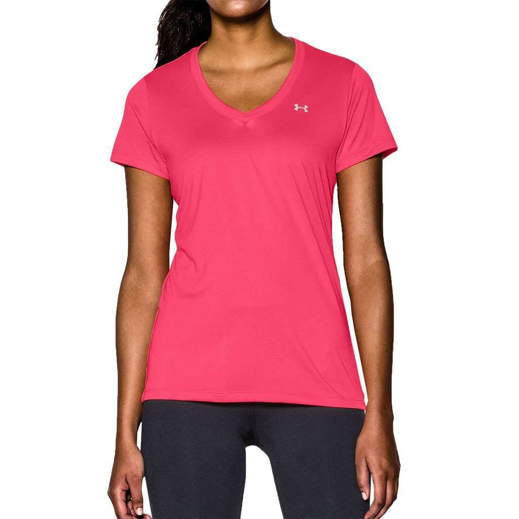 Under Armour Women's UA Tech™ V-Neck in Pink – Country Club Prep