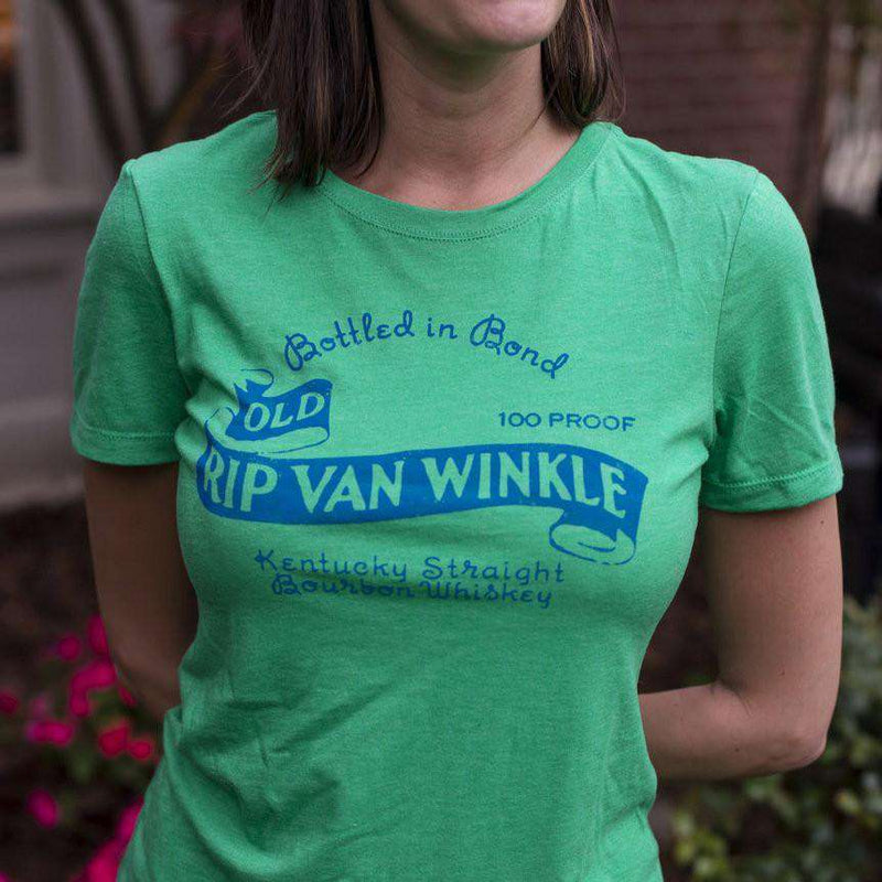 Women's Vintage Old Rip Van Winkle Tee in Green by Pappy Van Winkle - Country Club Prep