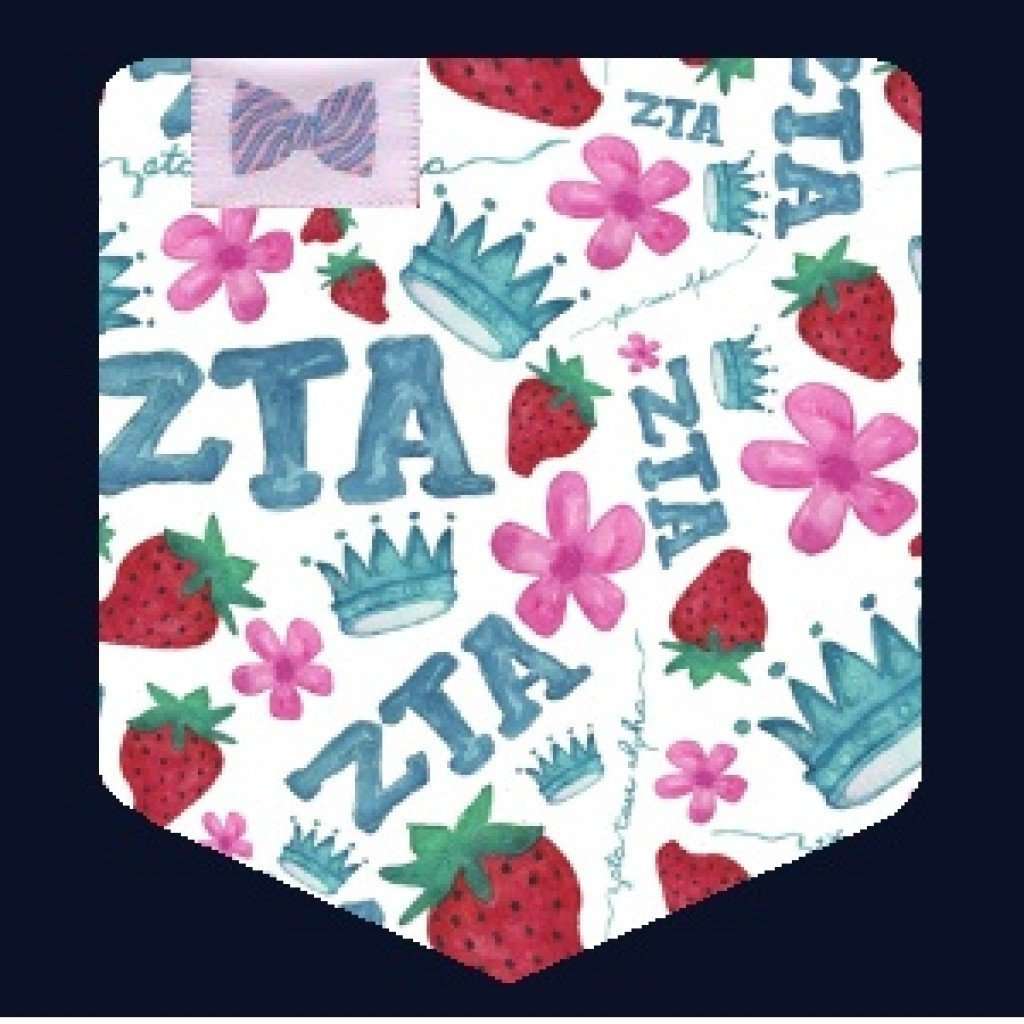 Zeta Tau Alpha Tank Top in Lagoon Blue with Pattern Pocket by the Frat Collection - Country Club Prep