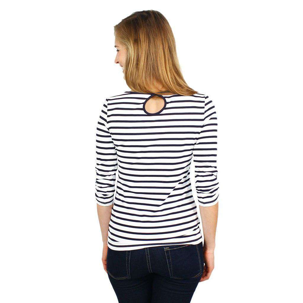 Anemone Striped Shirt in White and Navy by Saint James - Country Club Prep