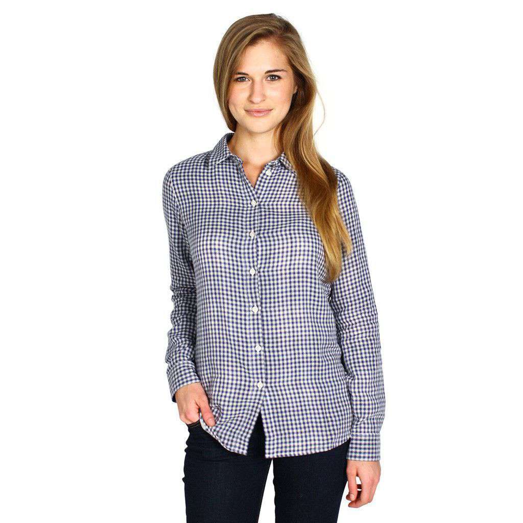 Bower Shirt in Navy Gingham by Barbour - Country Club Prep