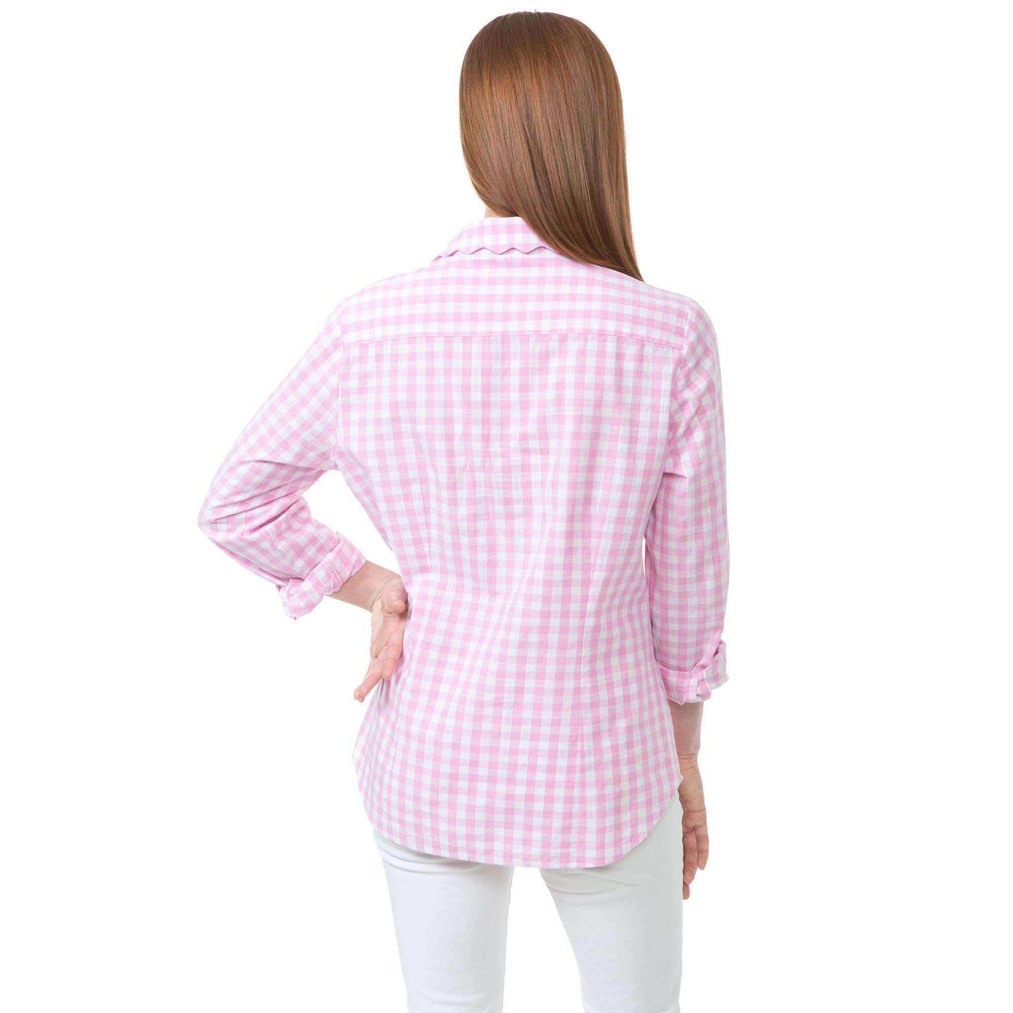 Brooks Popover in Bright Pink Gingham by Southern Proper - Country Club Prep