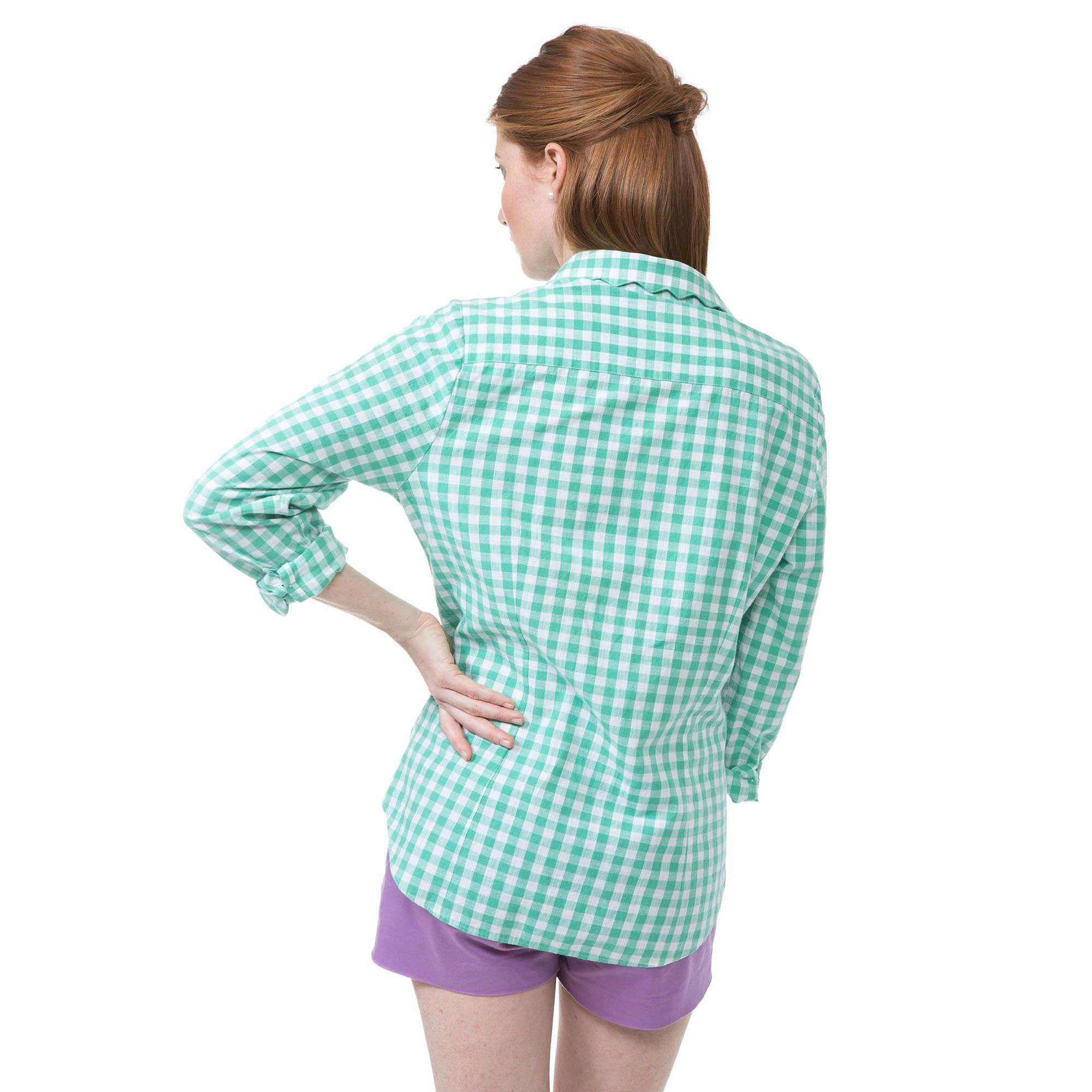 Brooks Popover in Hushed Green Gingham by Southern Proper - Country Club Prep