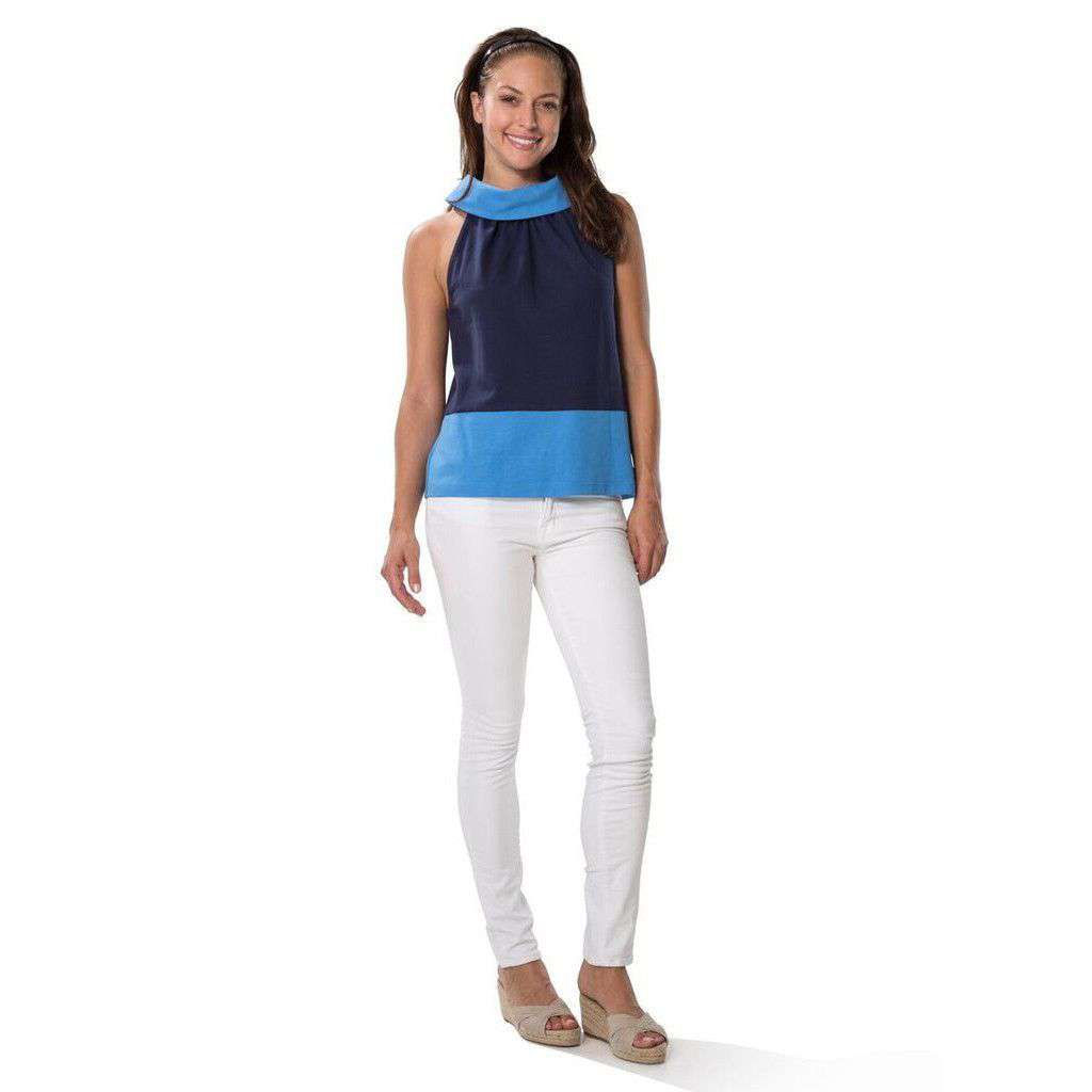 Color Block Ponte Top in Blue by Sail to Sable - Country Club Prep