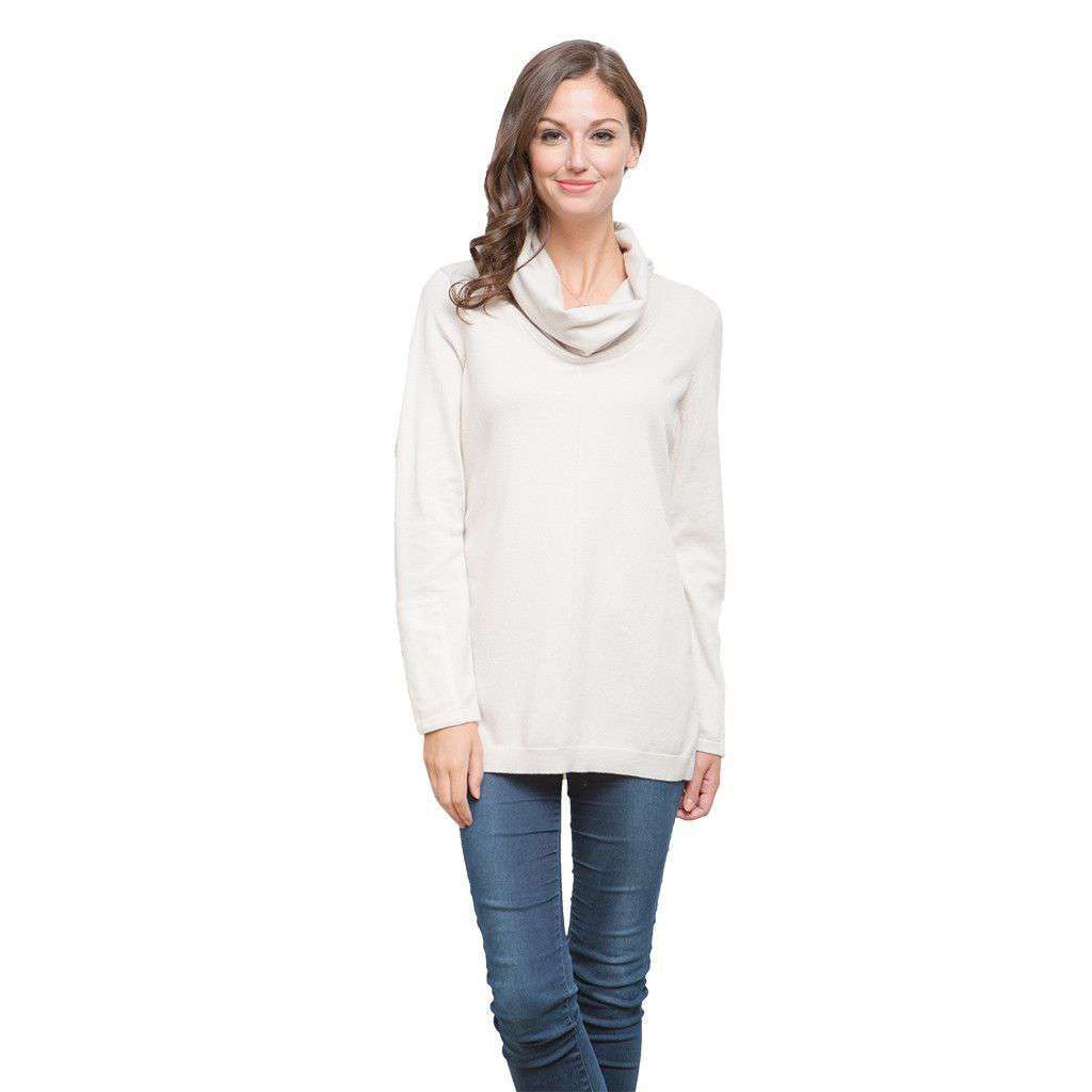 Cotton Cashmere Cowl Tunic in Light Mushroom by Tyler Boe - Country Club Prep
