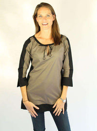 Cotton Mondrian Tunic in Lead by Gretchen Scott Designs - Country Club Prep