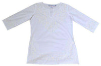 Cotton Tunic in White with White Embroidery by Gretchen Scott Designs - Country Club Prep