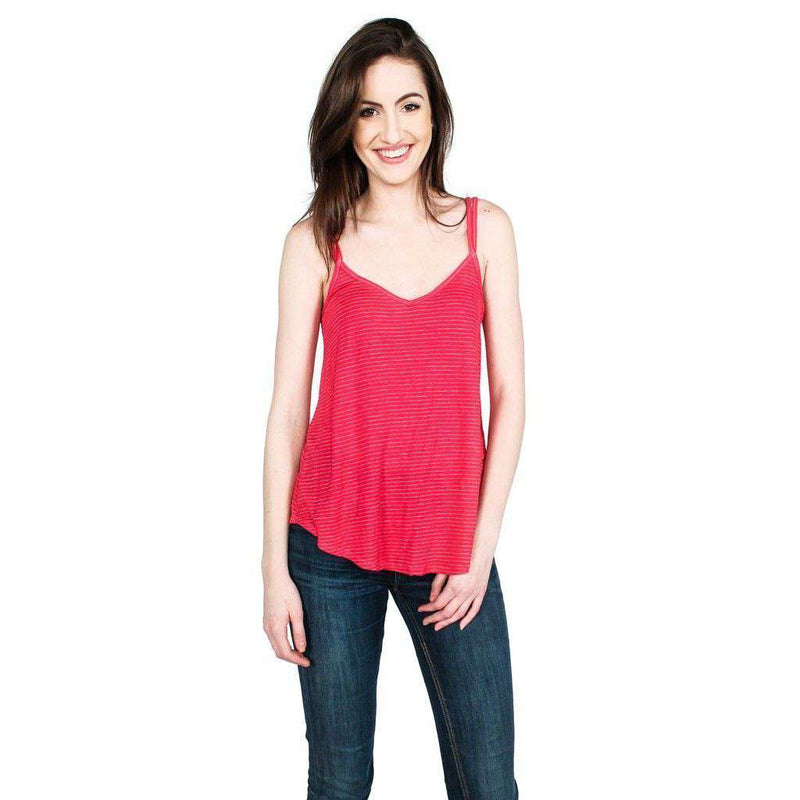 Dare to Barre Tank in Antique Rose Stripe by Beyond Yoga - Country Club Prep