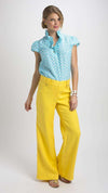 Elizabeth Ruffled Blouse in Eden Turquoise by Elizabeth McKay - Country Club Prep