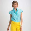 Elizabeth Ruffled Blouse in Eden Turquoise by Elizabeth McKay - Country Club Prep