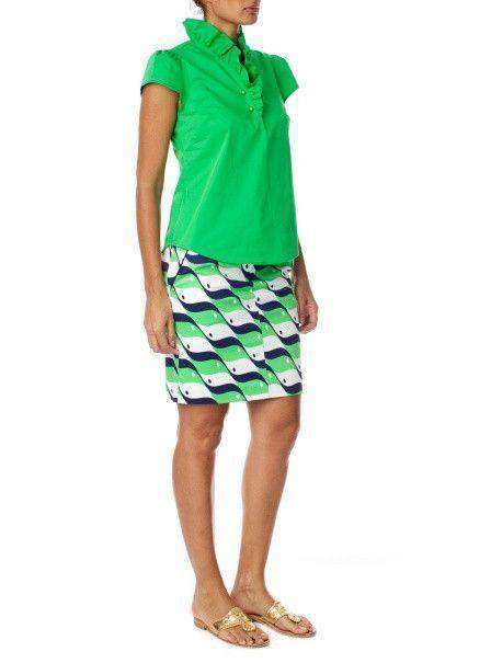 Elizabeth Ruffled Blouse in Green by Elizabeth McKay - Country Club Prep