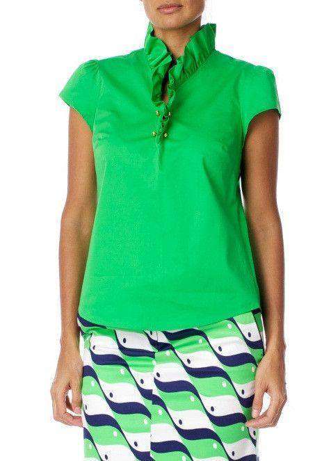 Elizabeth Ruffled Blouse in Green by Elizabeth McKay - Country Club Prep