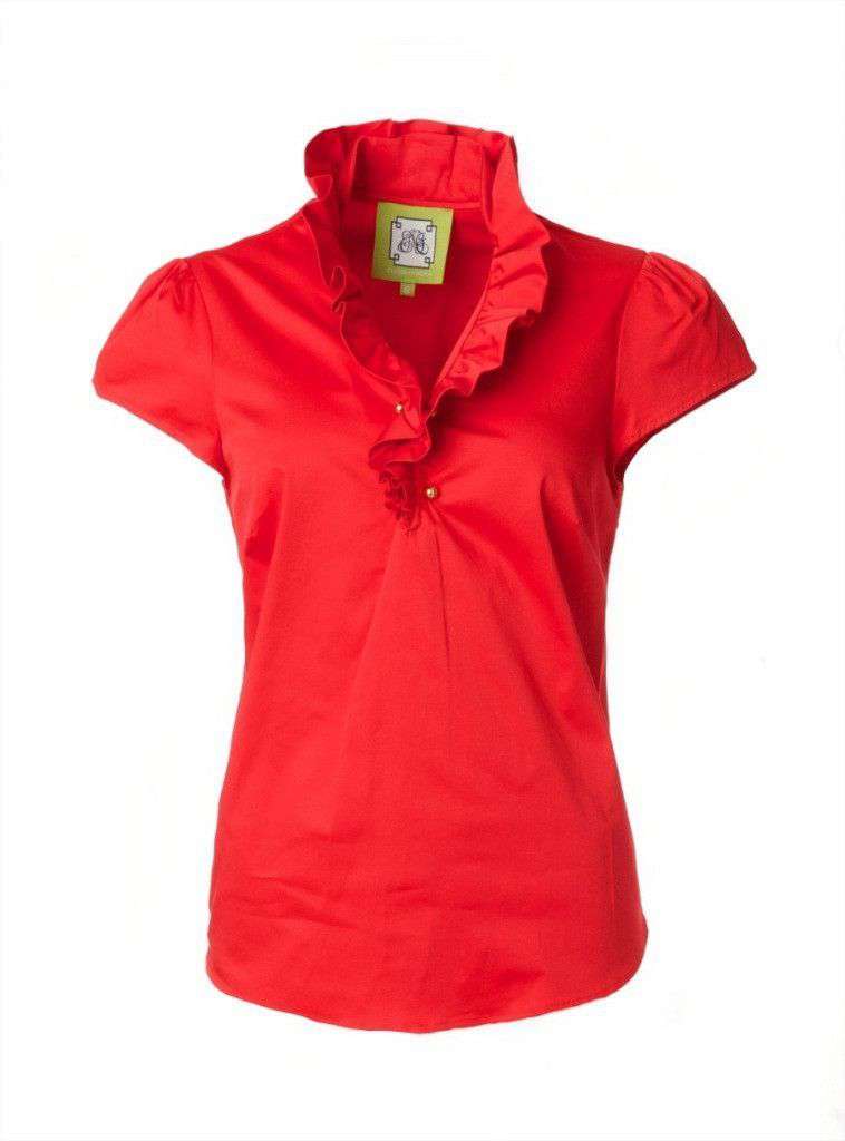 Elizabeth Ruffled Blouse in Red by Elizabeth McKay - Country Club Prep