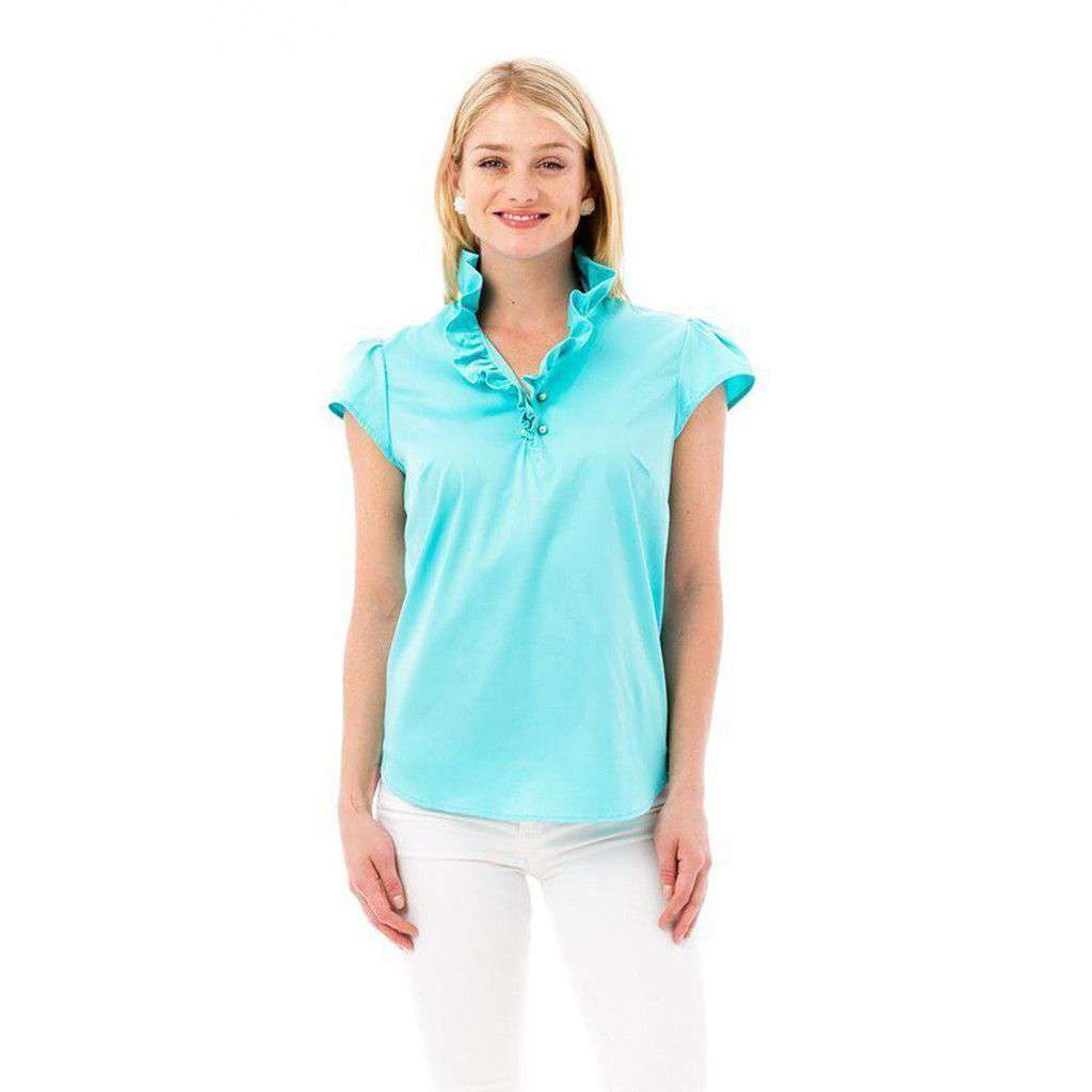 Elizabeth Shirt in Turquoise by Elizabeth McKay - Country Club Prep