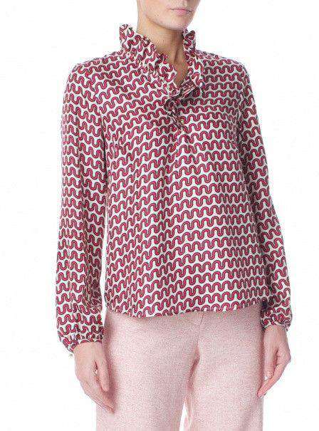 Elizabeth Shirt Silk in Fresh Tracks by Elizabeth McKay - Country Club Prep