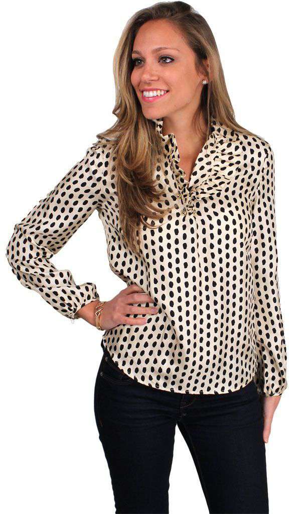 Elizabeth Shirt Silk in Polka Dots by Elizabeth McKay - Country Club Prep