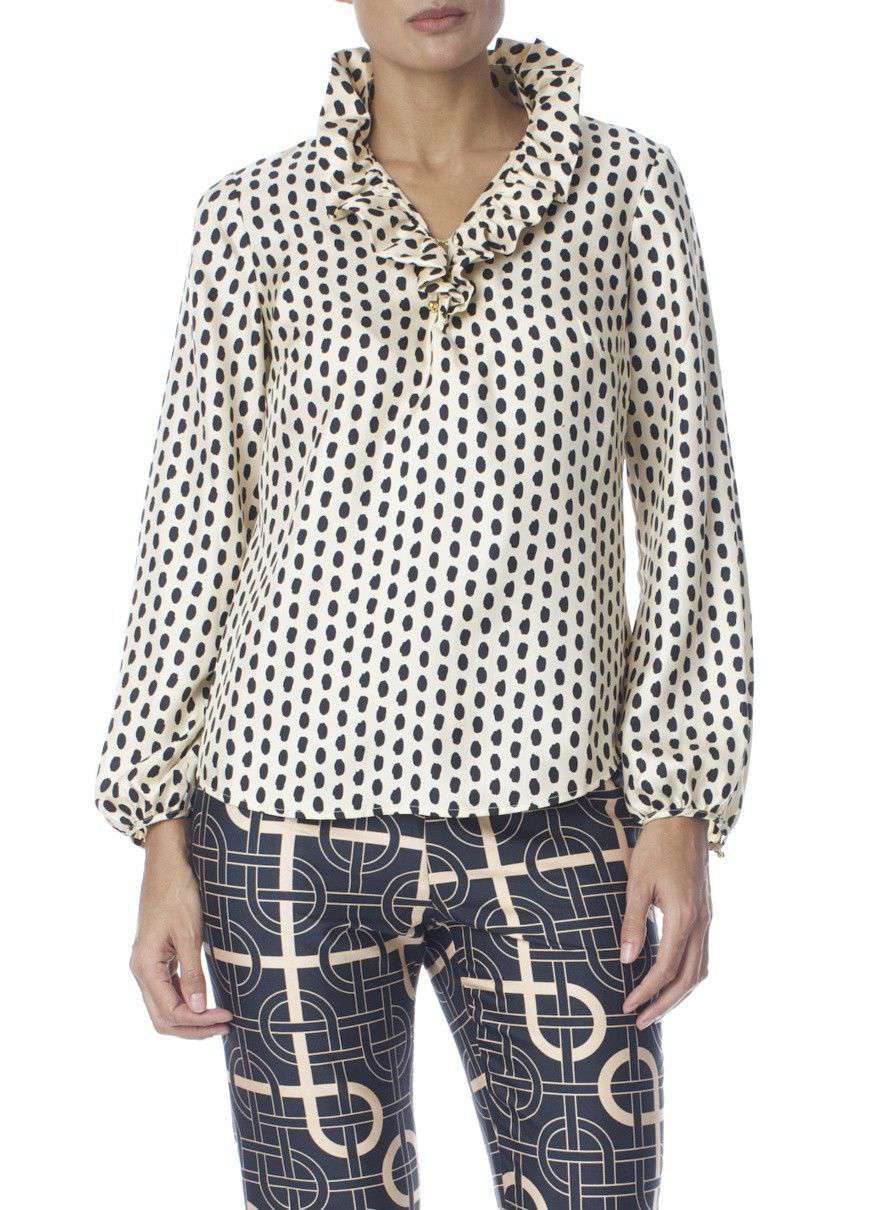 Elizabeth Shirt Silk in Polka Dots by Elizabeth McKay - Country Club Prep