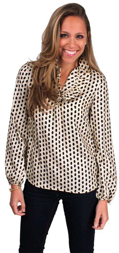 Elizabeth Shirt Silk in Polka Dots by Elizabeth McKay - Country Club Prep