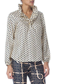 Elizabeth Shirt Silk in Polka Dots by Elizabeth McKay - Country Club Prep