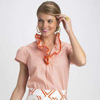 Elizabeth Tipped Ruffled Blouse in Orange by Elizabeth McKay - Country Club Prep