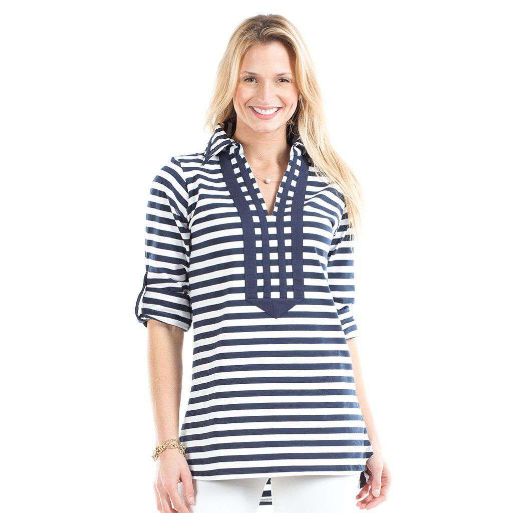 Emma Stripe Top in Navy/White by Duffield Lane - Country Club Prep
