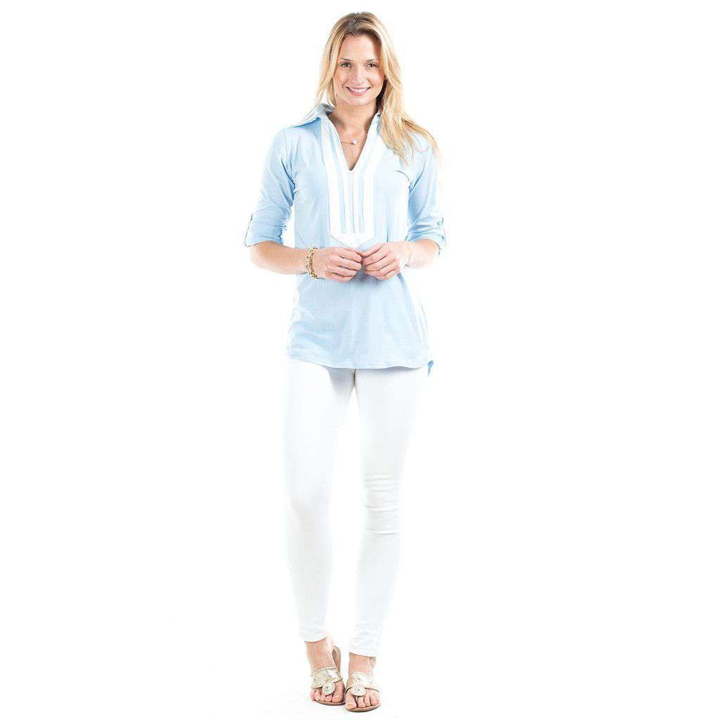 Emma Top in Sky/White by Duffield Lane - Country Club Prep