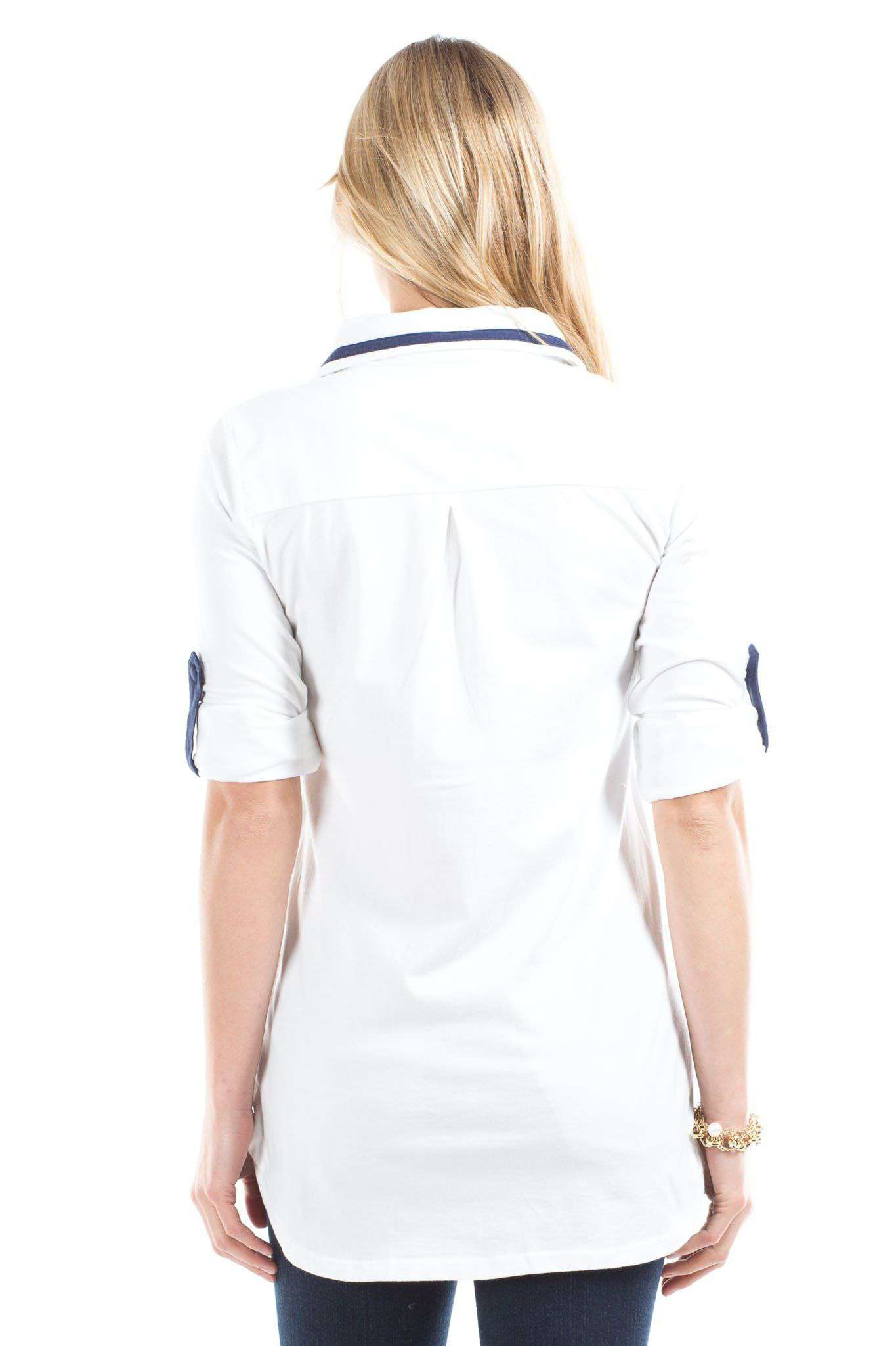 Emma Top in White/Navy by Duffield Lane - Country Club Prep