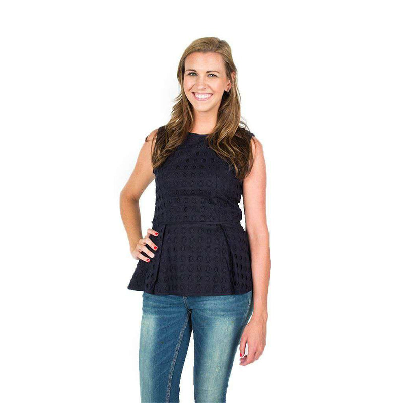 Eyelet Top in Navy by Sail to Sable - Country Club Prep
