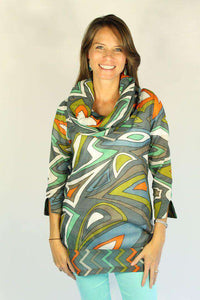 Funnel Tunic in Bits n' Pieces Weathered by Gretchen Scott Designs - Country Club Prep