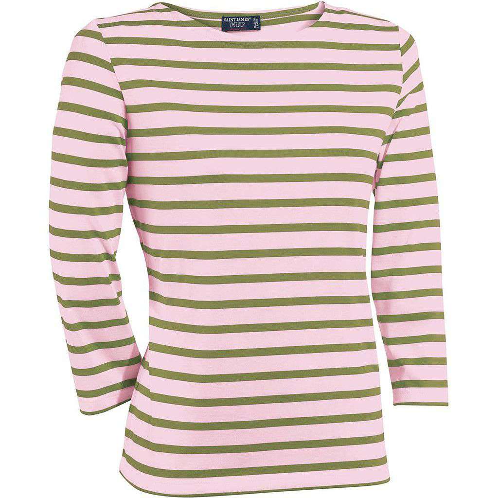 Galathée Shirt in Pink and Brown Stripes by Saint James - Country Club Prep
