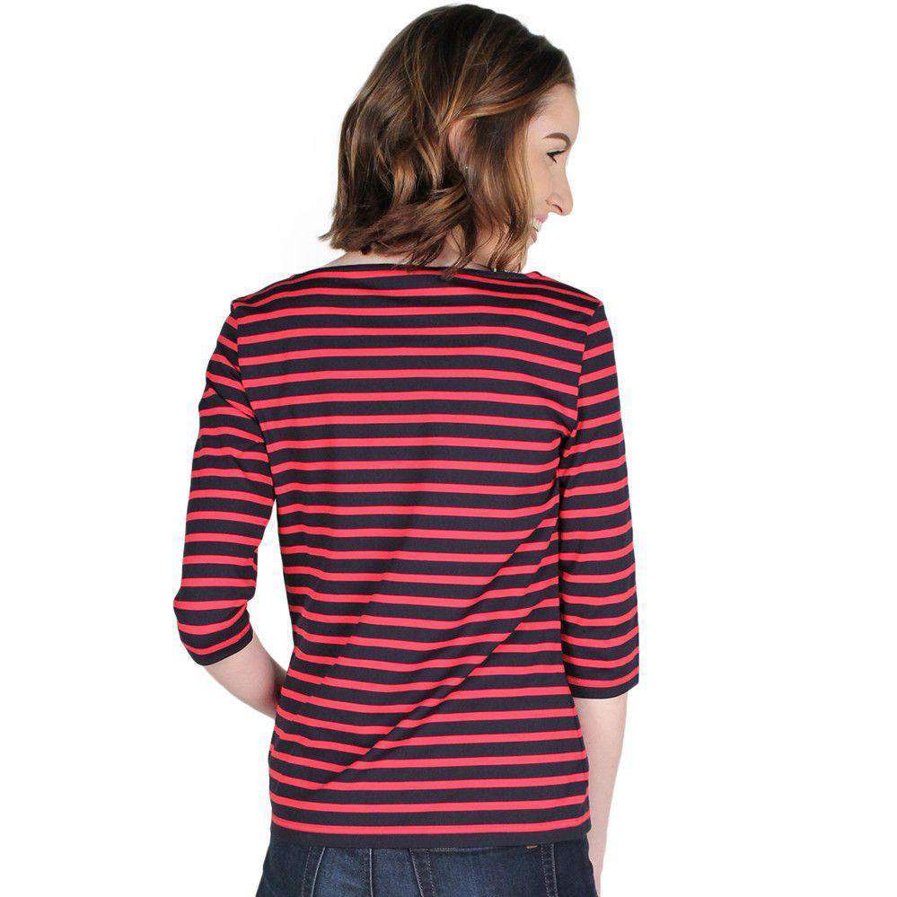 Garde Cote III R Shirt in Navy & Red Stripes by Saint James - Country Club Prep