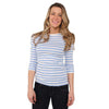 Gwenaelle Shirt in White with Light Blue Stripes by Saint James - Country Club Prep