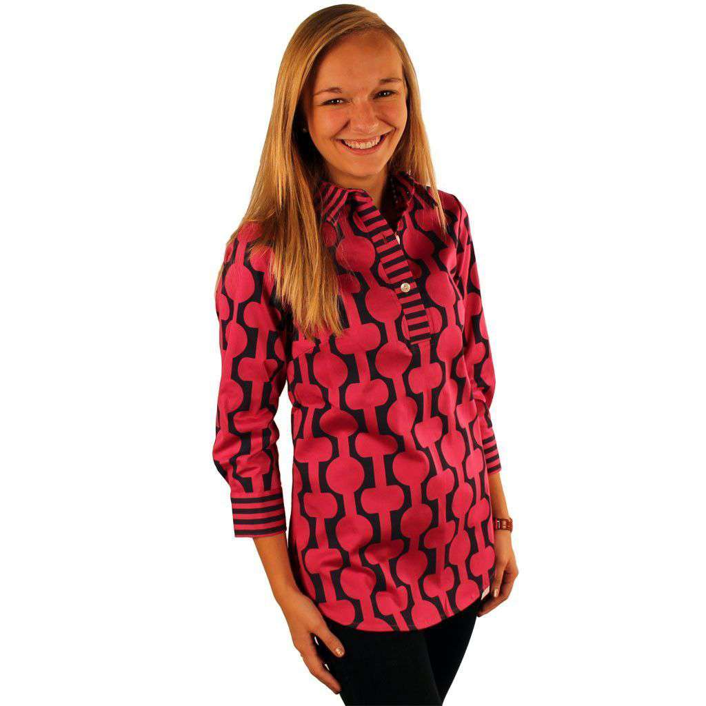 Havana Nights Sport Shirt in Fuschia/Navy by Gretchen Scott Designs - Country Club Prep