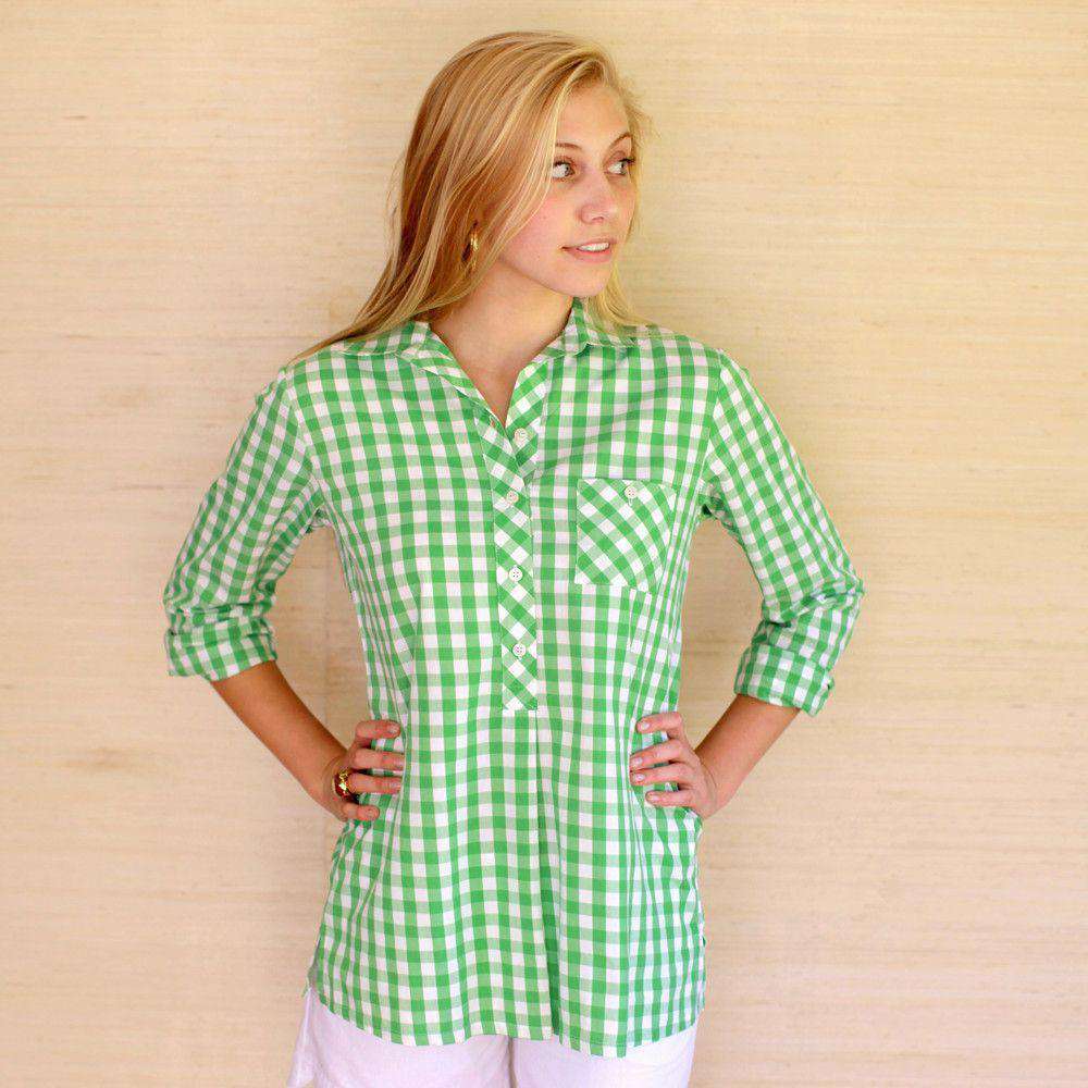 Jordan Shirt in Green Gingham by Kayce Hughes - Country Club Prep