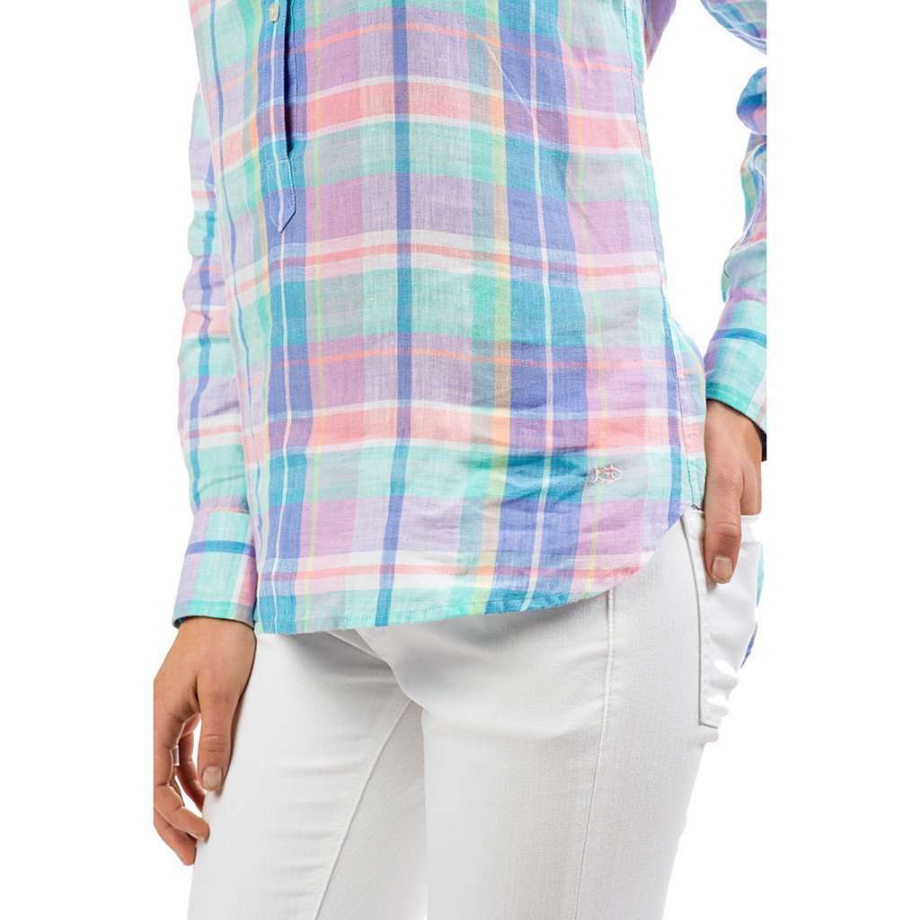 Madras Linen Hadley Popover in Prism Pink by Southern Tide - Country Club Prep