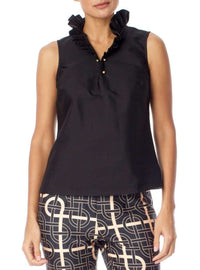 McKay Blouse in Black Silk/Cotton by Elizabeth McKay - Country Club Prep