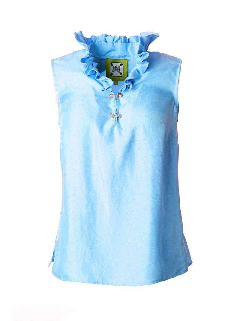 McKay Blouse in Carolina Blue by Elizabeth McKay - Country Club Prep