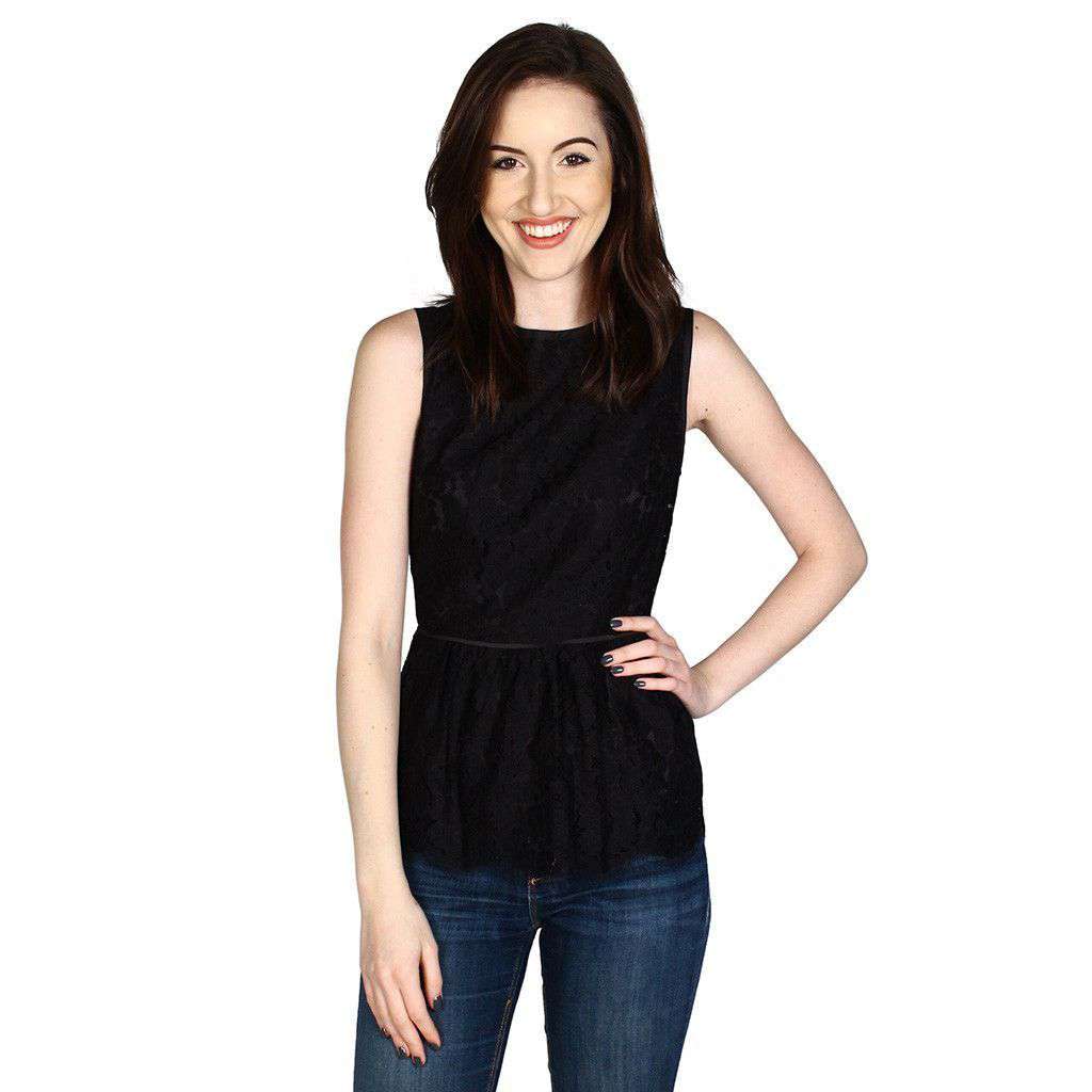 Peplum Party Top in Black Lace by Sail to Sable - Country Club Prep