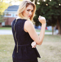 Peplum Party Top in Black Lace by Sail to Sable - Country Club Prep