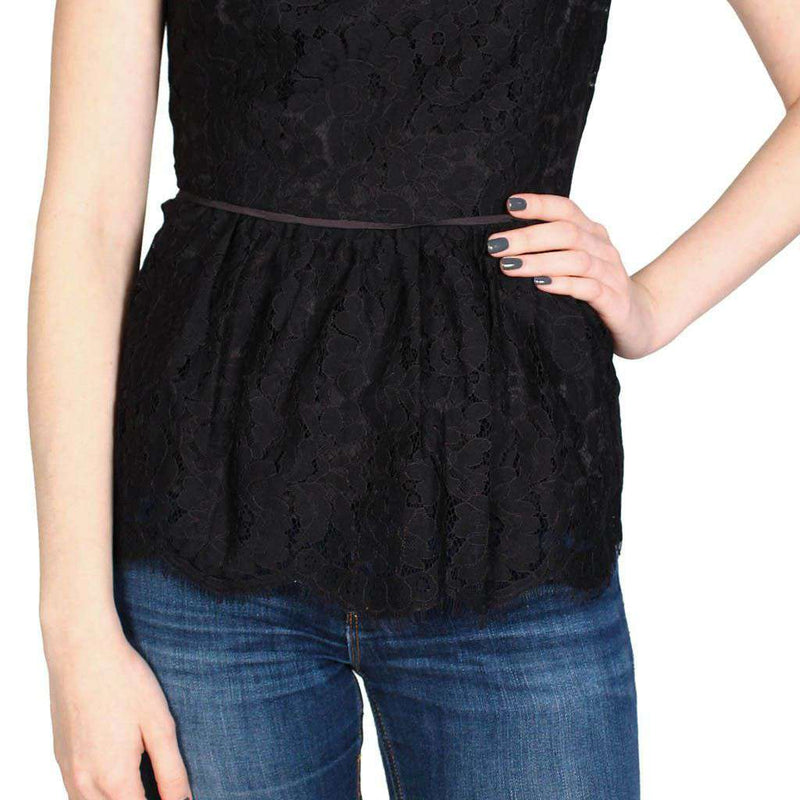 Peplum Party Top in Black Lace by Sail to Sable - Country Club Prep