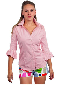 Priss Brooks Blouse in Coral by Gretchen Scott Designs - Country Club Prep