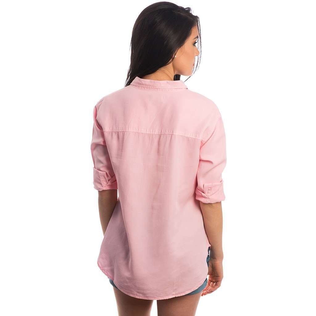 Rolled Sleeve Button Up in Cotton Candy Pink by Lauren James - Country Club Prep