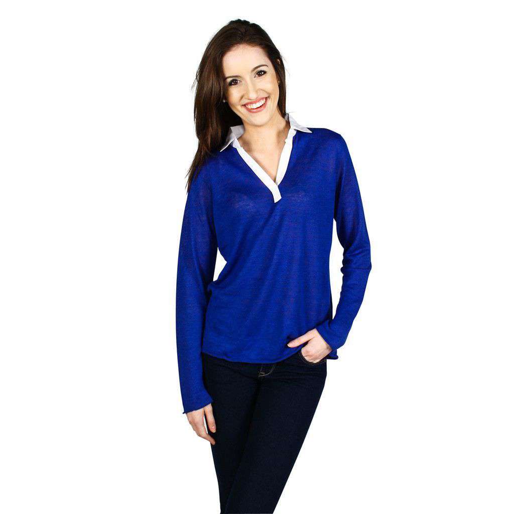 Split Collar Topper in Cobalt Blue by Tyler Boe - Country Club Prep