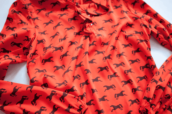 Stone Top in Red with Brown Horses by Elizabeth Mckay - Country Club Prep