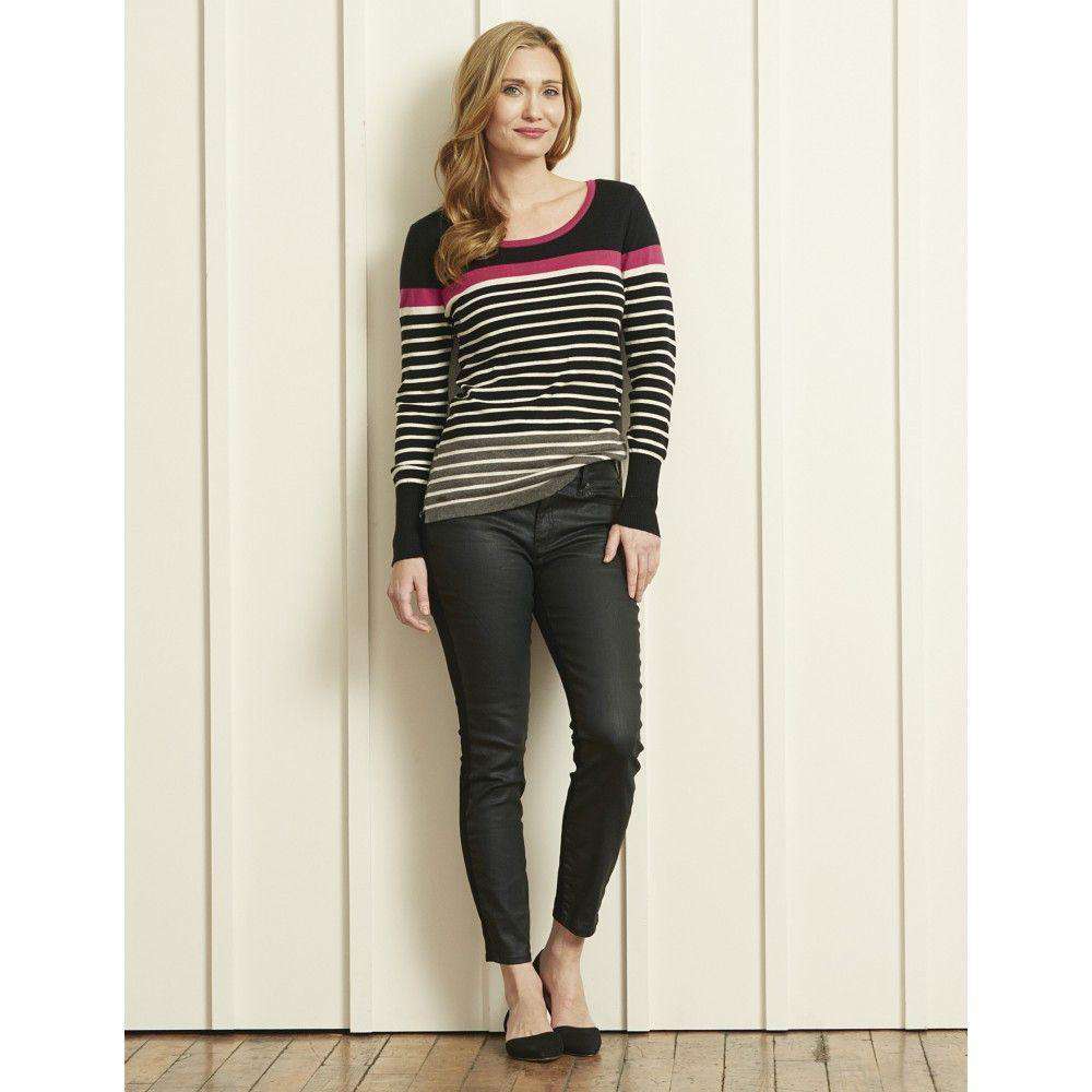 Striped Sweater in Black and Cream by Hatley - Country Club Prep