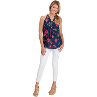 Teagan Tassel Tank in Navy Floral by Mud Pie - Country Club Prep
